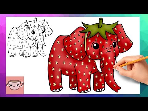 How To Draw Strawberry Elephant | Cute Easy Drawing Tutorial
