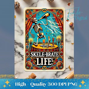 Skeleton Tarot Card PNG: Gothic Halloween Celebration Art (digital Download) - Etsy