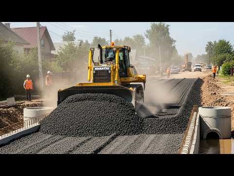 Amazing Bulldozer Spreading Gravel for Village Road | Heavy Equipment Working