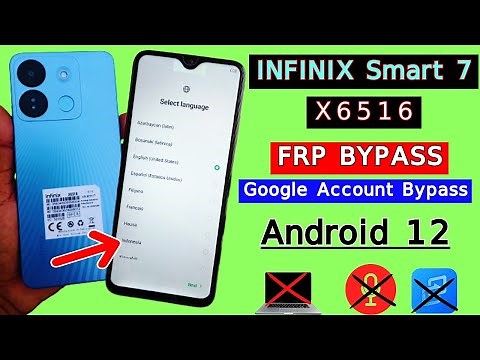 Infinix Smart 7 HD FRP Bypass Android 12 | Infinix X6516 FRP Bypass Google Account Unlock Without PC