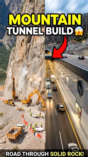 Building a Road Through a Mountain 😱 | Mega Tunnel Construction Timelapse#timelapse #shorts #build