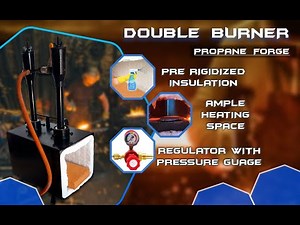 Propane Forge Double Burner, 2600 F Rated, Knife Making, Forging Tools and Equipment Rectangle Shape