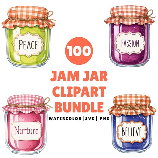 Watercolor Jam Jar Clipart Bundle: Positive Words PNG SVG (digital Download) - Etsy