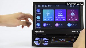 Single Din Apple Carplay Bluetooth Car Stereo with Android Auto,7'' Electric Flip Out HD Touch Screen Car Radio Supports FM Phone Mirror Link EQ,Head Unit with Backup Camera/USB/TF Card/AUX-in Port