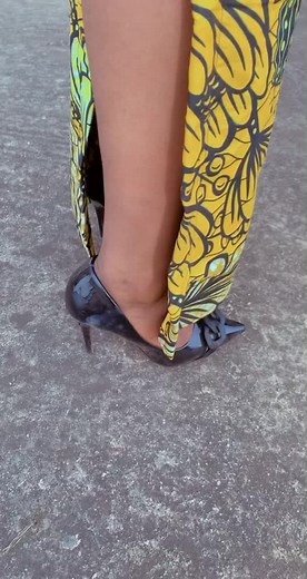 Vibrant Yellow Floral Dress Outdoor Fashion Inspiration