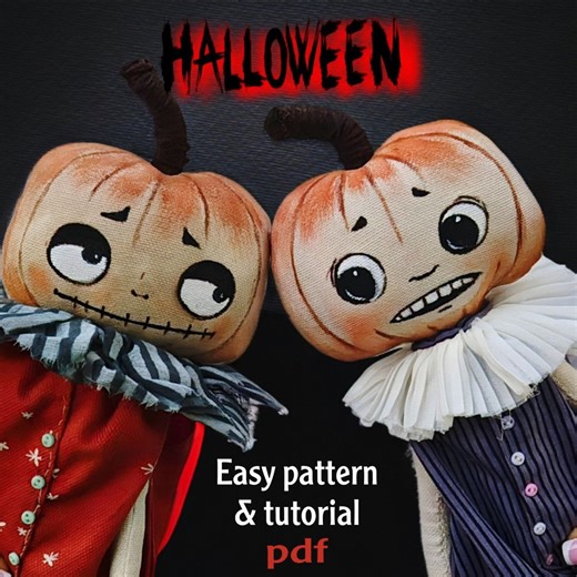 Pumpkin Stuffed Doll Sewing Pattern – Halloween Decor, Dress & Jumpsuit (PDF) - Etsy