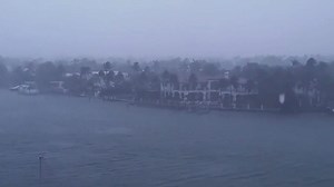 Stormy conditions sweep Miami Beach, Florida