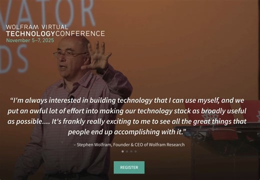 The 2025 Wolfram Tech Conference is right around the corner! Join us for 3 days of networking and exploration across the latest in Wolfram tech—all from the comfort of your own home. https://www.wolfram.com/events/technology-conference/2025 | Wolfram Research