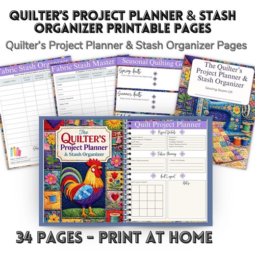 Quilter Project Planner Printable , Quilt Planner PDF, Quilting Journal Fabric Stash Organizer ,quilt Tracker,sewing Planner, Quilt Calendar - Etsy Australia