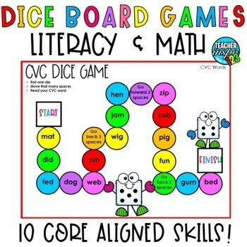 CVC Word Practice Fluency CVC Short Vowel Review Roll and Cover Dice Games