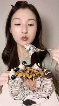 ASMR Oreo Chocolate Lava Crepe Cake 🍫 Blueberry Dessert Mukbang & Sweet Eating Sounds