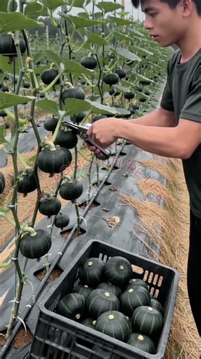 Harvesting Small Green Pumpkins from Vertical Vines 🎃✂️ #PumpkinHarvest #Harvesting #OrganicFarming
