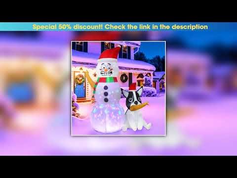 Exclusive OurWarm 6ft Christmas Inflatables Outdoor Decorations, Funny Inflatable Snowman with Dog,
