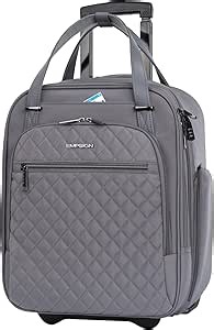 EMPSIGN Underseat Carry On Wheeled - 16" Carry on Bag with Wheels Multi-functional Lightweight Rolling Bag Overnight Weekender Small Suitcase for Women Men Travel Business, Dark Grey