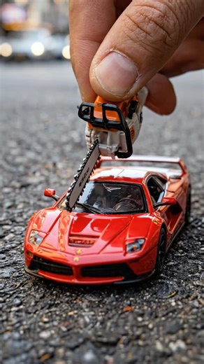 Mini Chainsaw vs Ferrari F40 - Roof to Hood Cut #shorts