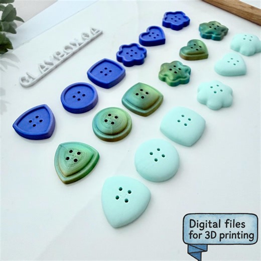 3D Printed Button STL Files | Sewing Buttons for 3D Printing | 6 Shapes, 3 Styles | Bambu 3MF Two-color Buttons | Digital Download - Etsy UK