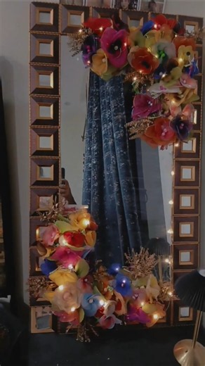 how to re arrange stocking net flowers in mirror #foryou #handmade #stockingnet#subscribe #flower