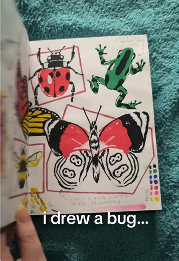 showing off some bug drawings in my just-finished sketchbook with this sound🐛🪲🐞 most done with acrylic markers! #art #drawing #sketchbook #acrylicmarker #sketchbooktour