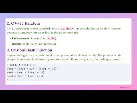 Generating Large Amounts of Random Floats in C+ + : The Efficient Way