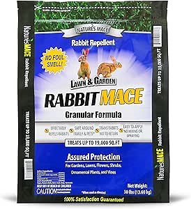 Nature's MACE Rabbit Repellent Granules, Outdoor Rabbit Deterrent for Landscape, Keep Bunnies Out of Your Lawn and Garden, 30 Pound Granular Bag, Safe to use Around Pets, People, & Plants