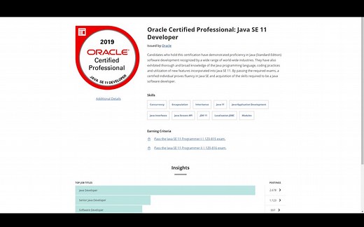 Oracle Java SE 11 Developer（1Z0-816认证考试）模拟基准测试