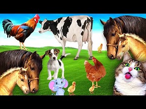 Animal sounds: cow, chicken, cat, , elephant, sheep - Herbivores, familiar animals