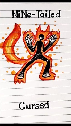 How to draw stickman with nine-tailed & cursed 🦊😈 #drawing #stickman #sketch #art #fyp