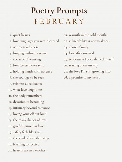 Hey Group 7 and poetry lovers, I'm wondering how will you do with writing poetry everyday for a month? These are the poetry prompts for this month of February. Happy writing! #poetryprompts #writingprompts #poetrywriting #february ##g7