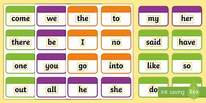 Phase 2 to 5 Tricky Words with Outline Flashcards