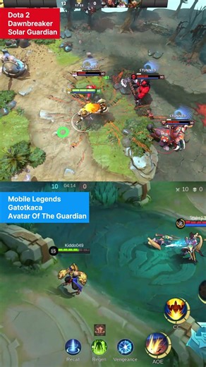 029 Dota 2 vs Mobile Legends Hero Skill || Gatotkaca vs Dawnbreaker