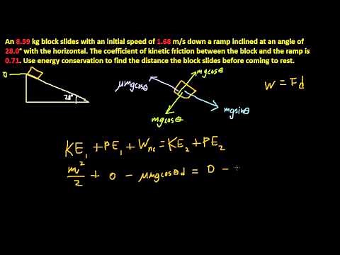 Finding Distance of a Block Sliding Down a Ramp with Friction