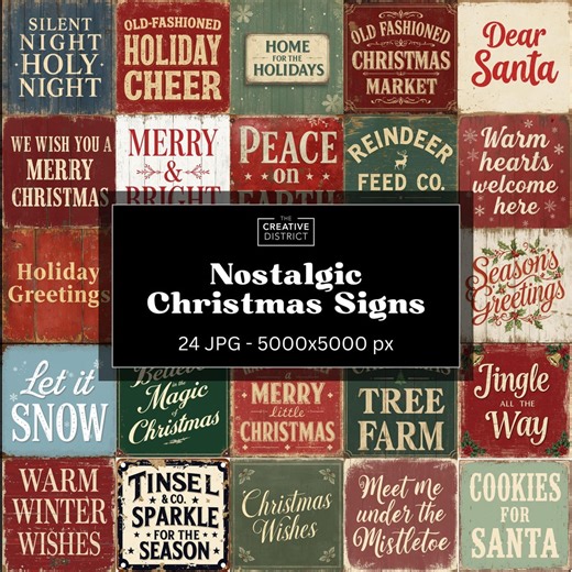 Nostalgic Christmas Signs, Rustic Vintage Printable Holiday Art, Retro Christmas Typography Posters for Cozy Holiday Decor and Crafts - Etsy