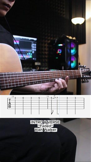 Faded Alan Walker 1 string | Guitar Tutorial With Tab #faded #acousticguitar #guitarlesson