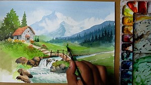 23K views · 614 reactions | Mountains in a beautiful landscape in watercolour #watercolour #painting #art #landscape #drawing #artvideos #scenery | Paintings | Facebook