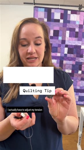 Longarm quilting tip: When putting in a new bobbin into your bobbin case on your long arm, quilting machine, you’re going to want to test the tension. This expert advice is from @ladybugthreads_quilting | Handi Quilter