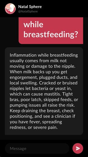 What causes inflammation while breastfeeding?