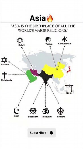 Asia:The Birthplace of All Major World Religions Origin Map Explained#knowledge #youtubeshorts#asia