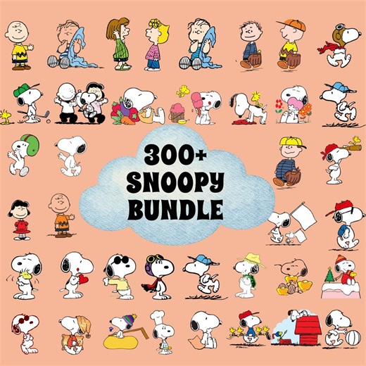 300  Cute Snoopy SVG, PNG Bundle | Snoopy Dog & Charlie Brown Clipart | Cricut Silhouette | Comic Dog Digital Download - Etsy