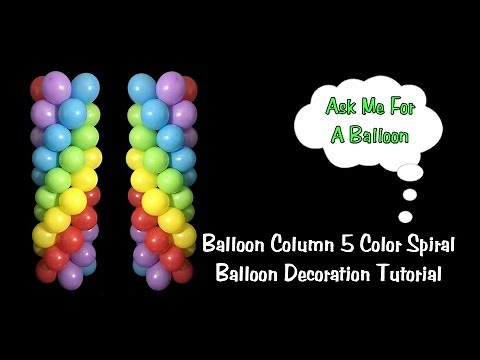 Balloon Column 5 Color Spiral No Stand - Balloon Decoration Idea/Tutorial
