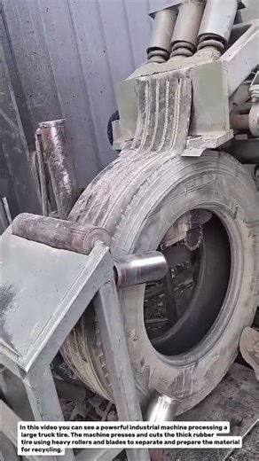 Truck Tire Recycling Process | Powerful Industrial Tire Cutting Machine.