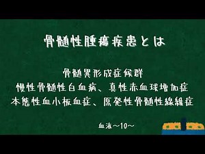 骨髄性腫瘍疾患：MDS、慢性骨髄性白血病、真性赤血球増加症、本態性血小板血症、原発性骨髄線維症〜血液10〜