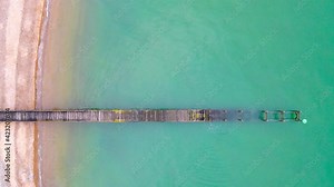 Aerial view of the Southend Pier, a major landmark in Southend-on-Sea and the longest pleasure pier in the world, UK Stock Video