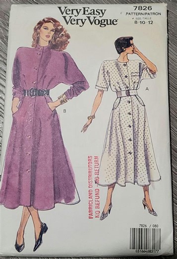 Vogue 7826 Sewing Pattern – Dress 80s Size 8-12 UNCUT - Etsy