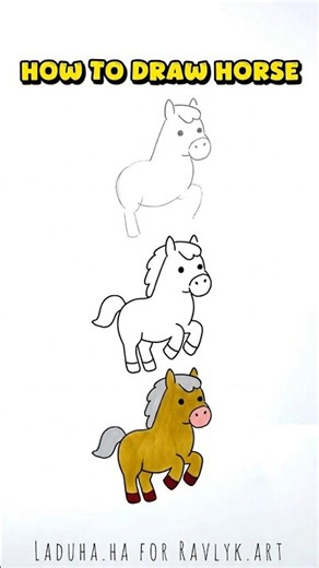 🐴💖 Cute Horse Drawing Fun 🌈 Easy Animal Masterclass 🖼️ #shorts #drawing #RavlykArt