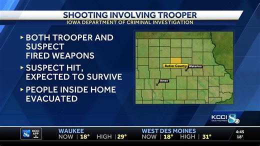 Suspect hurt, trooper on leave after shooting incident in eastern Iowa