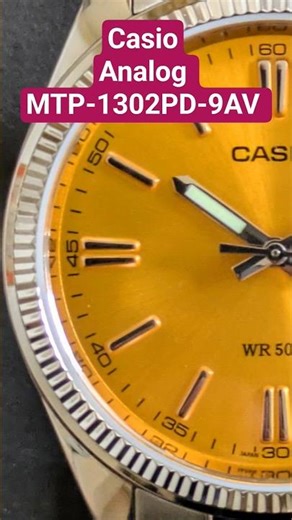Casio Analog Yellow Sunburst Dial MTP-1302PD-9AV Steel Bracelet Quartz Watch