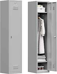 Bestoo 71" H Metal Storage Locker with Key, Locker Cabinet for Employees | Lockable, Card Slot, With hook, Metal material