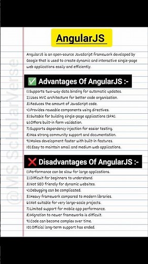 What is AngularJS?🖥️AngularJS Tutorial for Beginners🚀 |✨Definition, ✅ Advantages & ❌Disadvantages.