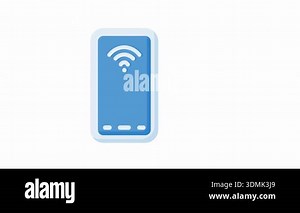 Smartphone displaying WiFi connectivity icon on blue screen, representing wireless internet connection and mobile technology Stock Video Footage - Alamy
