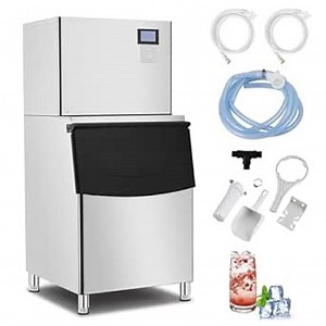 Zstar Commercial Ice Maker Machine 550LBS/24H, Freestanding Large Ice Maker with 350LBS Ice Storage Bin, Ice Ready in 5-15min, Stainless Steel Industrial ice Machine for Commercial Restaurant Cafe Bar